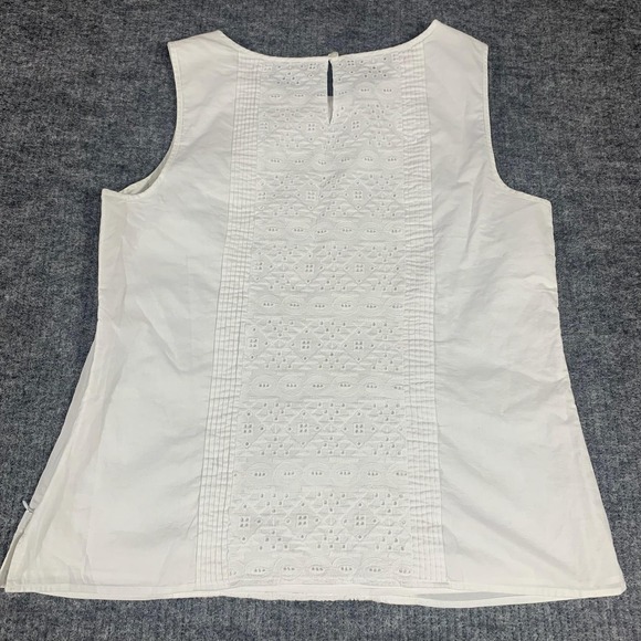 Talbots Blouse Womens 8 White Cotton Sleeveless Eyelet Embroidered Lined Top - Picture 9 of 12